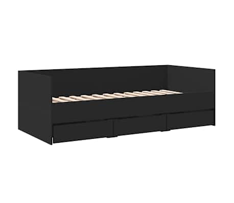 vidaXL Vuodesohva laatikoilla ei patjaa musta 90x200 cm