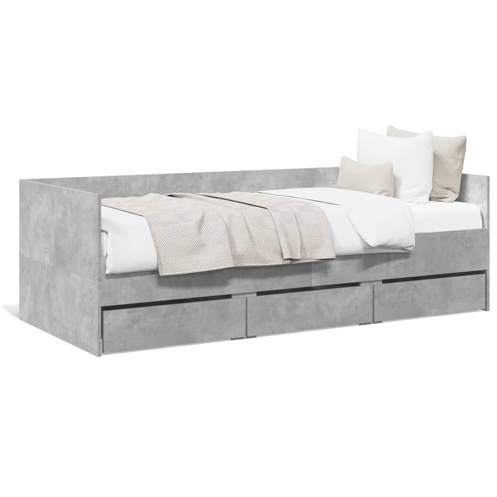 vidaXL daybed med skuffer 90x190 cm konstrueret træ betongrå