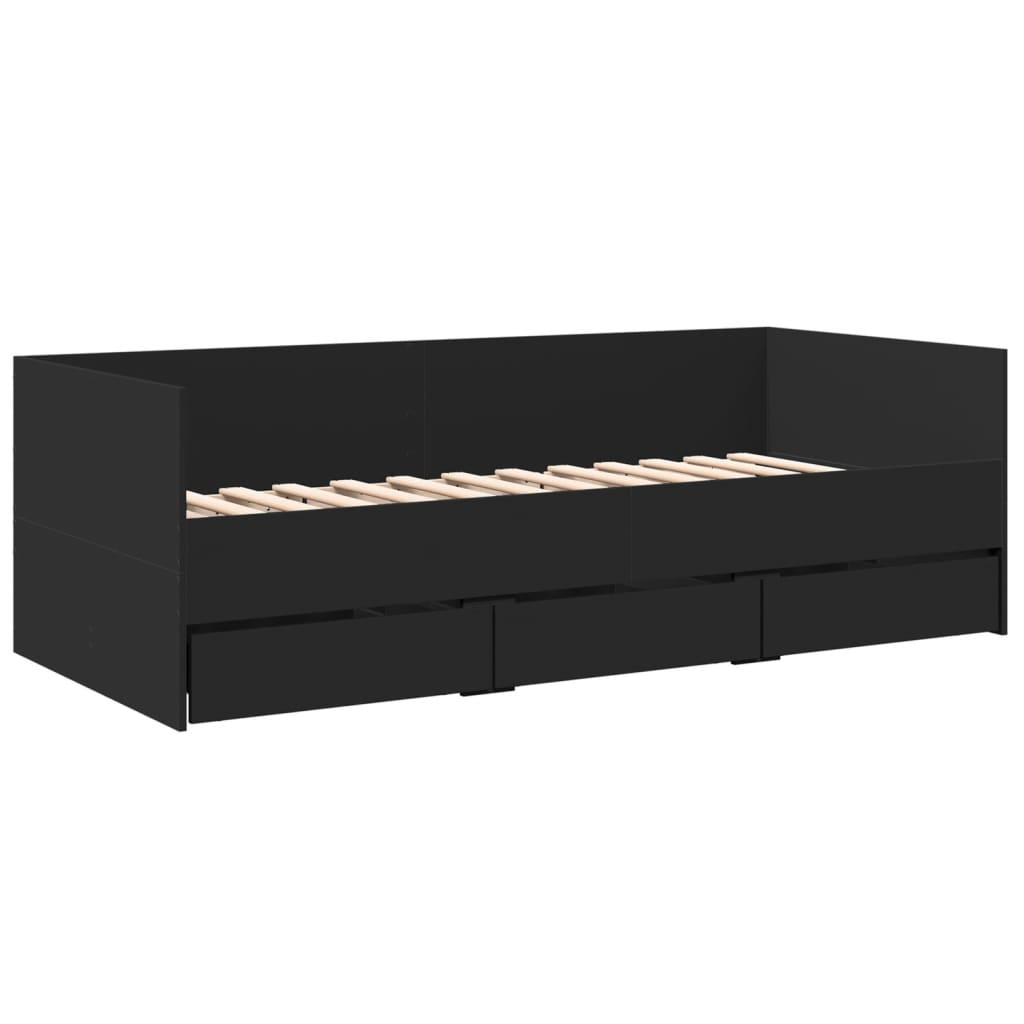 vidaXL Slaapbank met lades zonder matras 75x190 cm zwart afbeelding