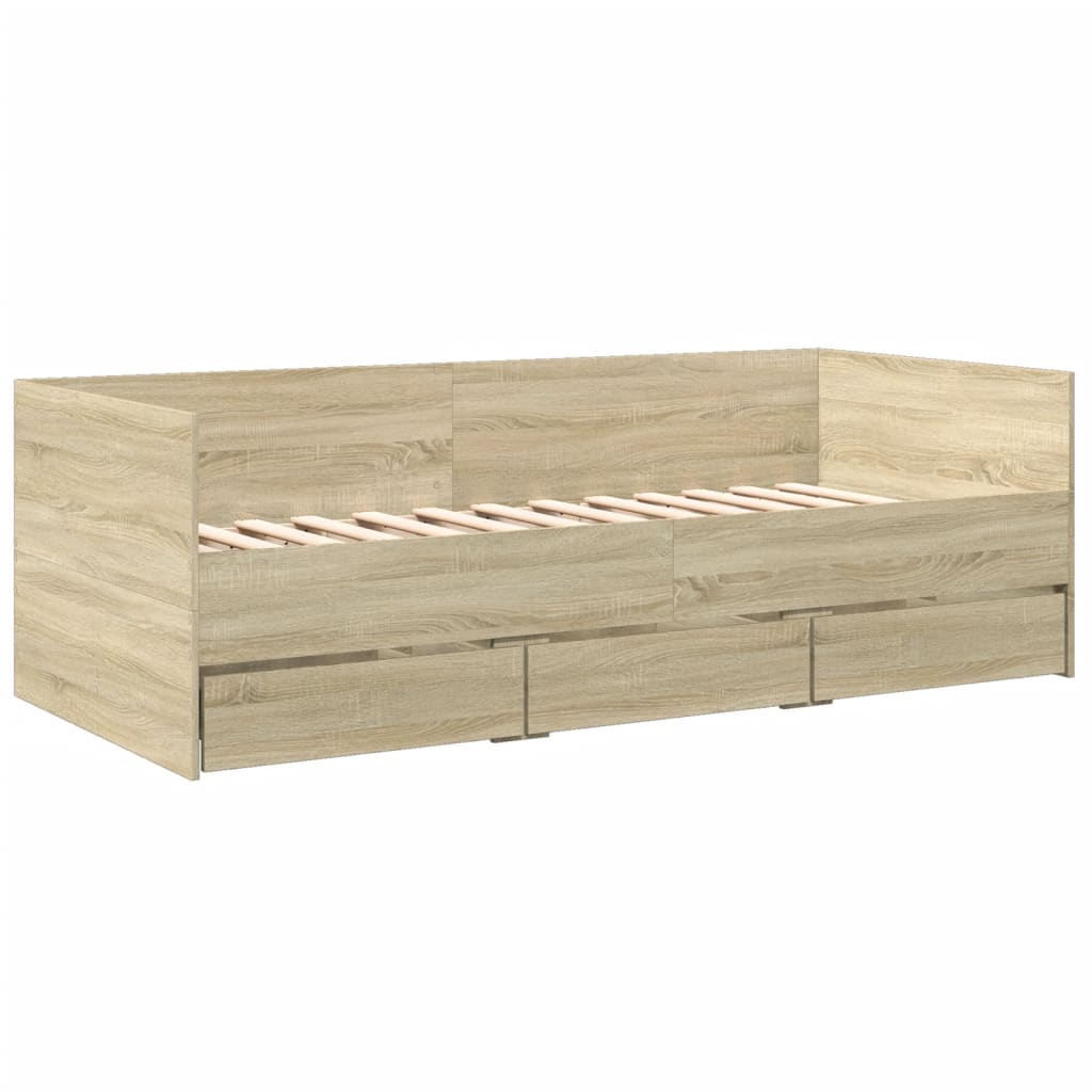 Daybed with Drawers without Mattress Sonoma Oak 90x200 cm vidaXL