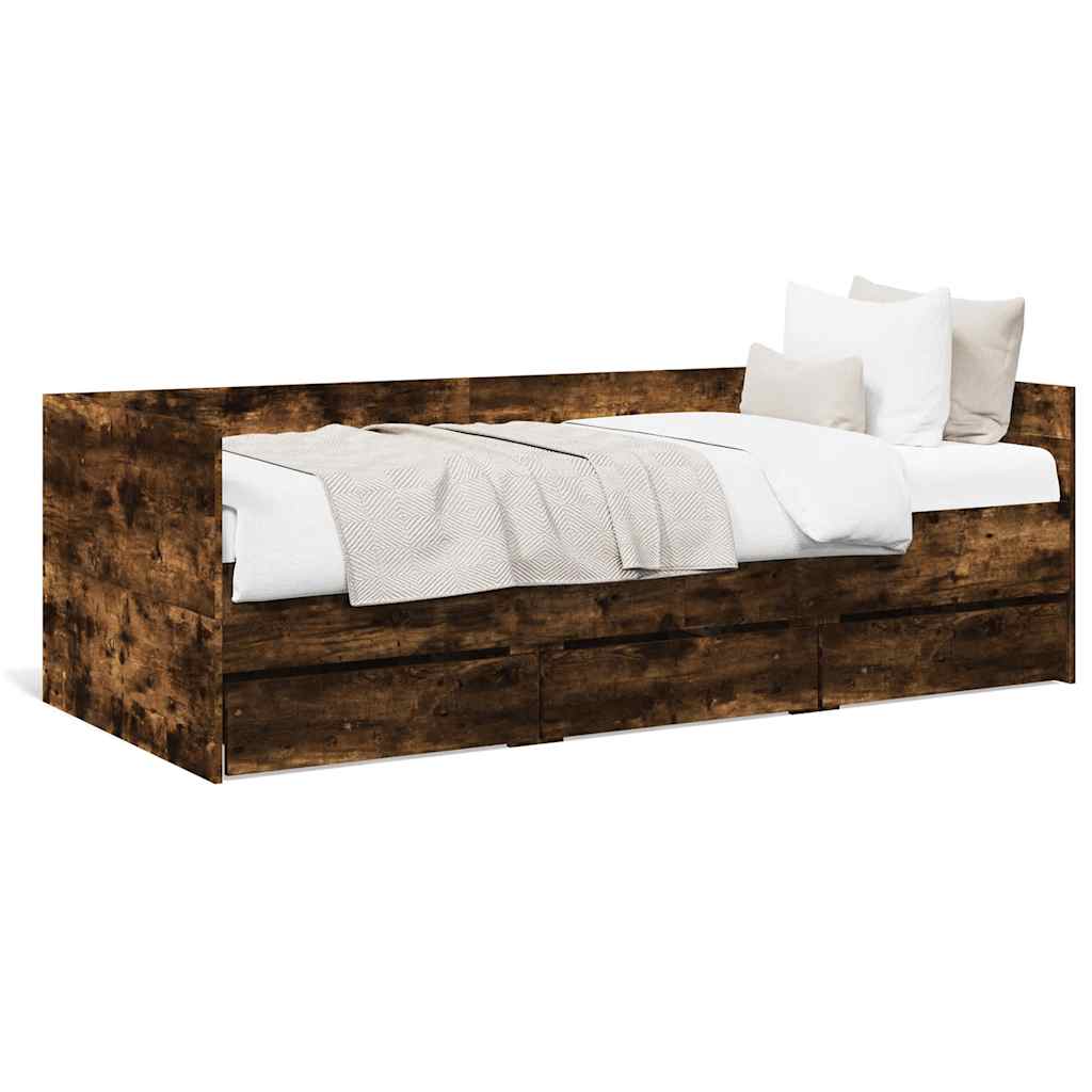 E-shop vidaXL Váľanda so zásuvkami bez matraca dymový dub 75x190 cm