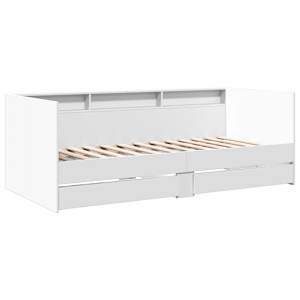 Válenda se zásuvkami bez matrace bílá 100 x 200 cm - obrázek 3