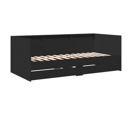 vidaXL Slaapbank met lades zonder matras 90x200 cm zwart
