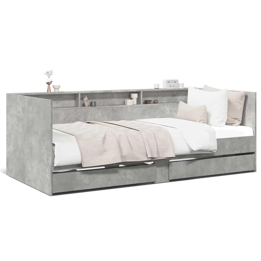 vidaXL Slaapbank met lades zonder matras 90x190 cm betongrijs grijs, foto 3
