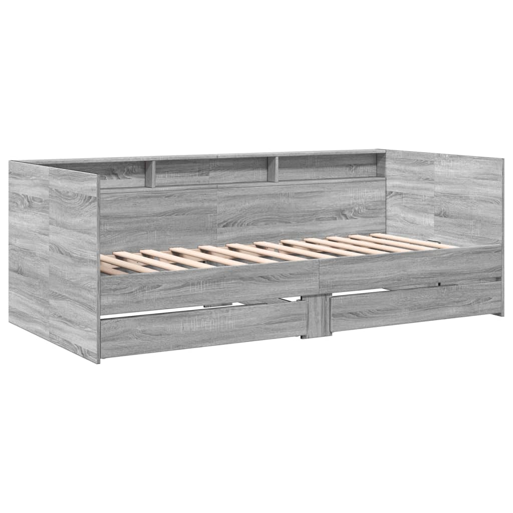 vidaXL Slaapbank met lades zonder matras 90x190 cm grijs sonoma eiken, foto 2