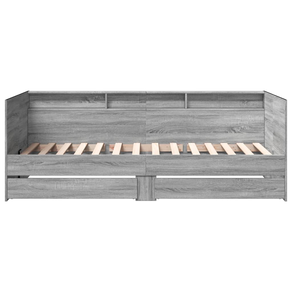 vidaXL Slaapbank met lades zonder matras 90x190 cm grijs sonoma eiken, foto 4