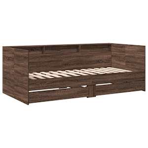 vidaXL Lit de jour avec tiroirs sans matelas ch&ecirc;ne marron 90x190 cm