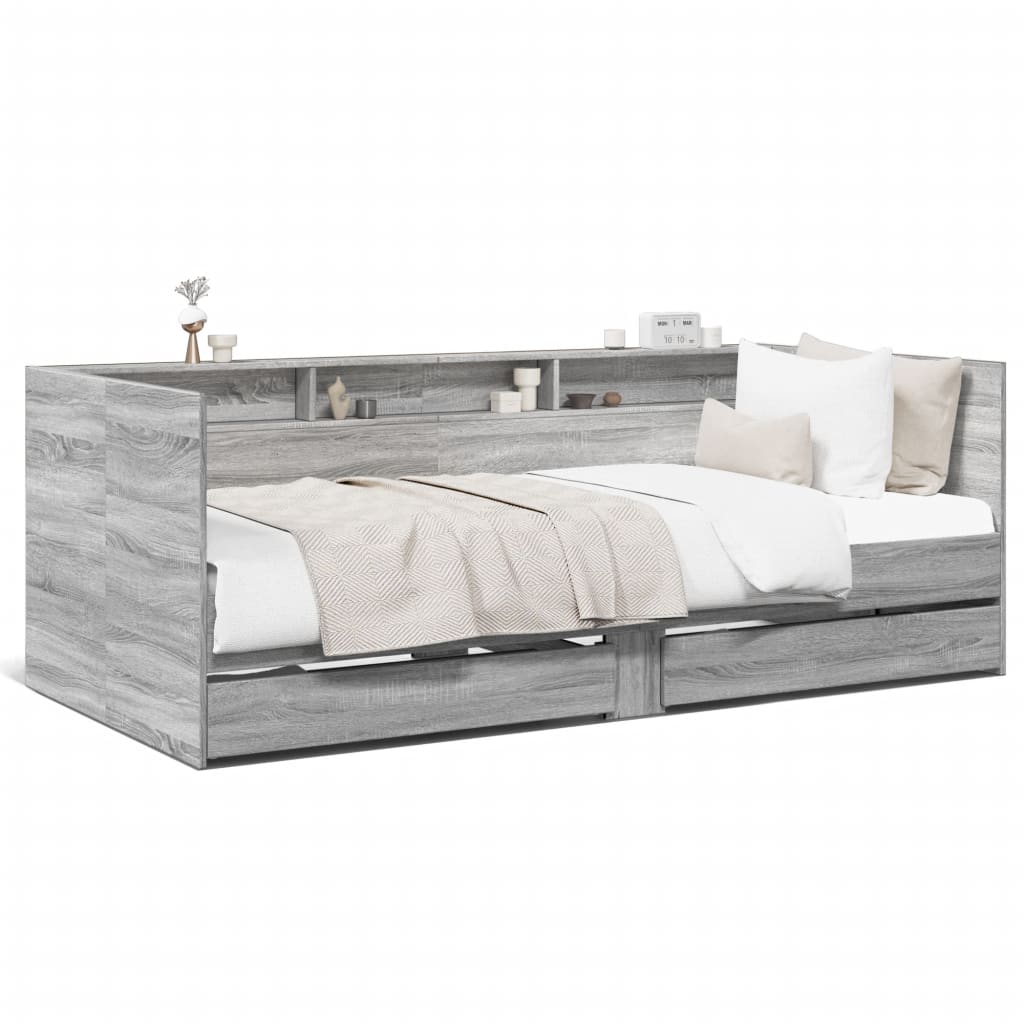 Tagesbett mit Schubladen Grau Sonoma 75×190 cm Holzwerkstoff