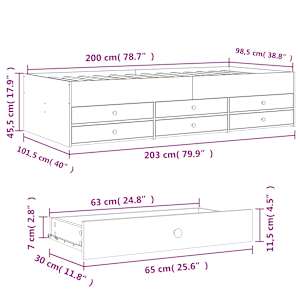 Válenda se zásuvkami bez matrace bílá 100 x 200 cm - obrázek 10