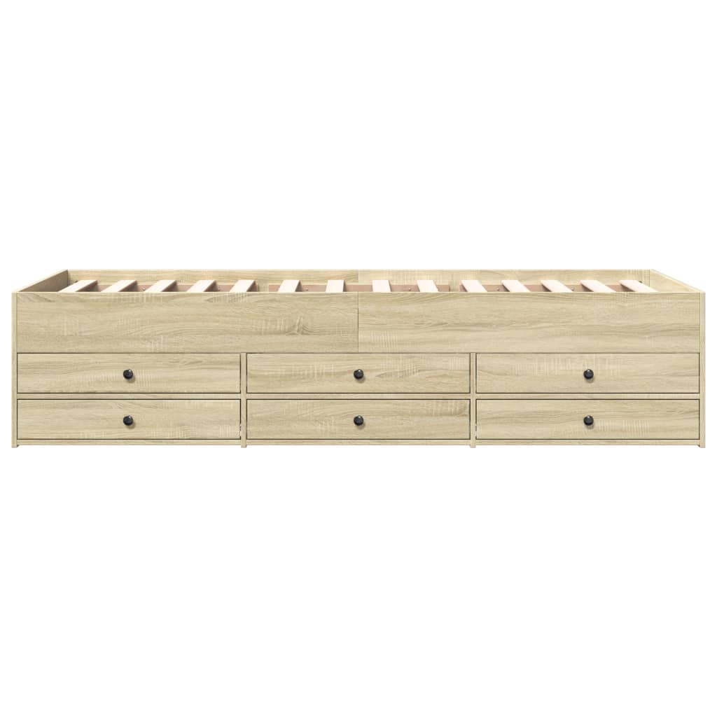 vidaXL Slaapbank met lades zonder matras 100x200cm sonoma eikenkleurig, foto 4
