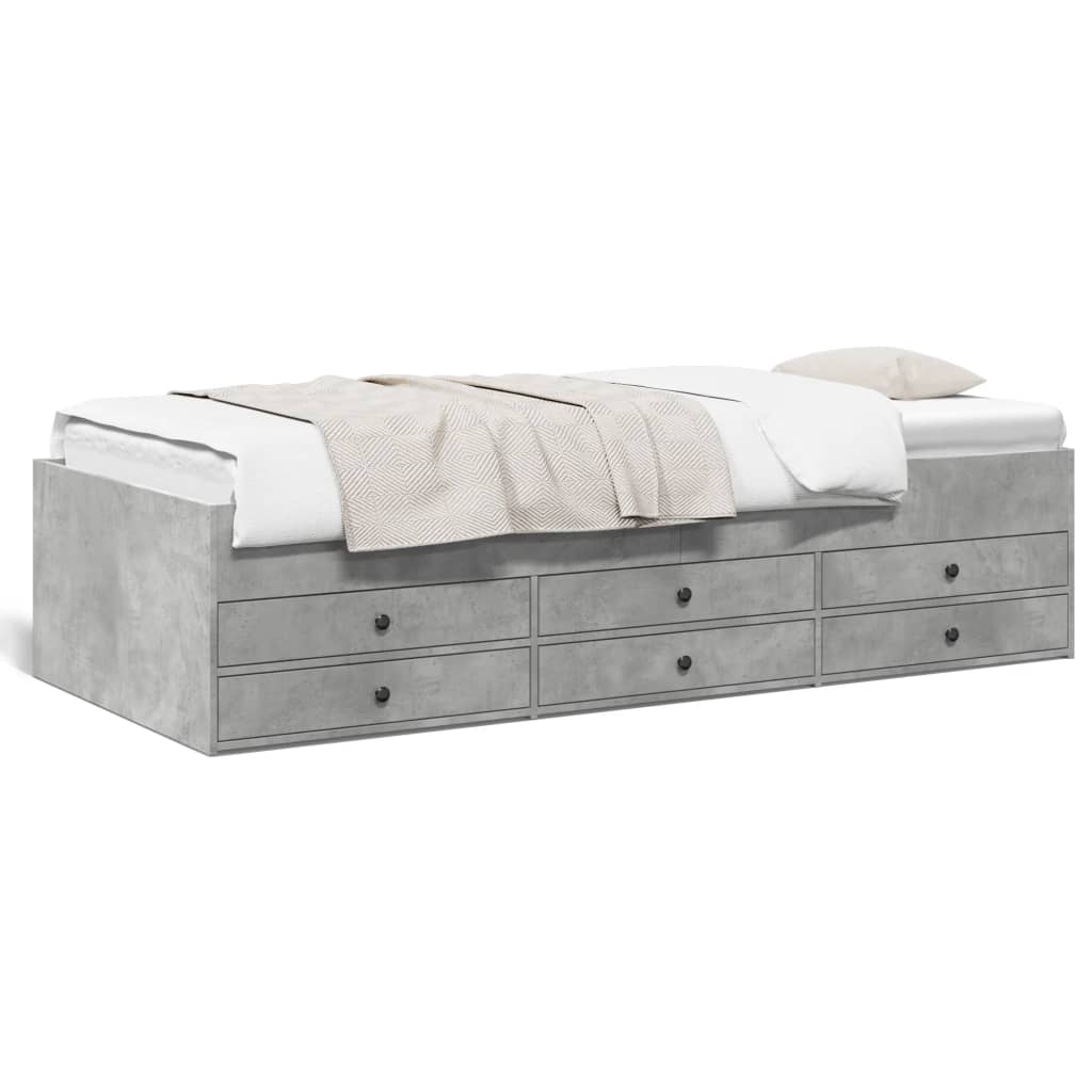 vidaXL Slaapbank met lades zonder matras 100x200 cm betongrijs grijs, foto 3