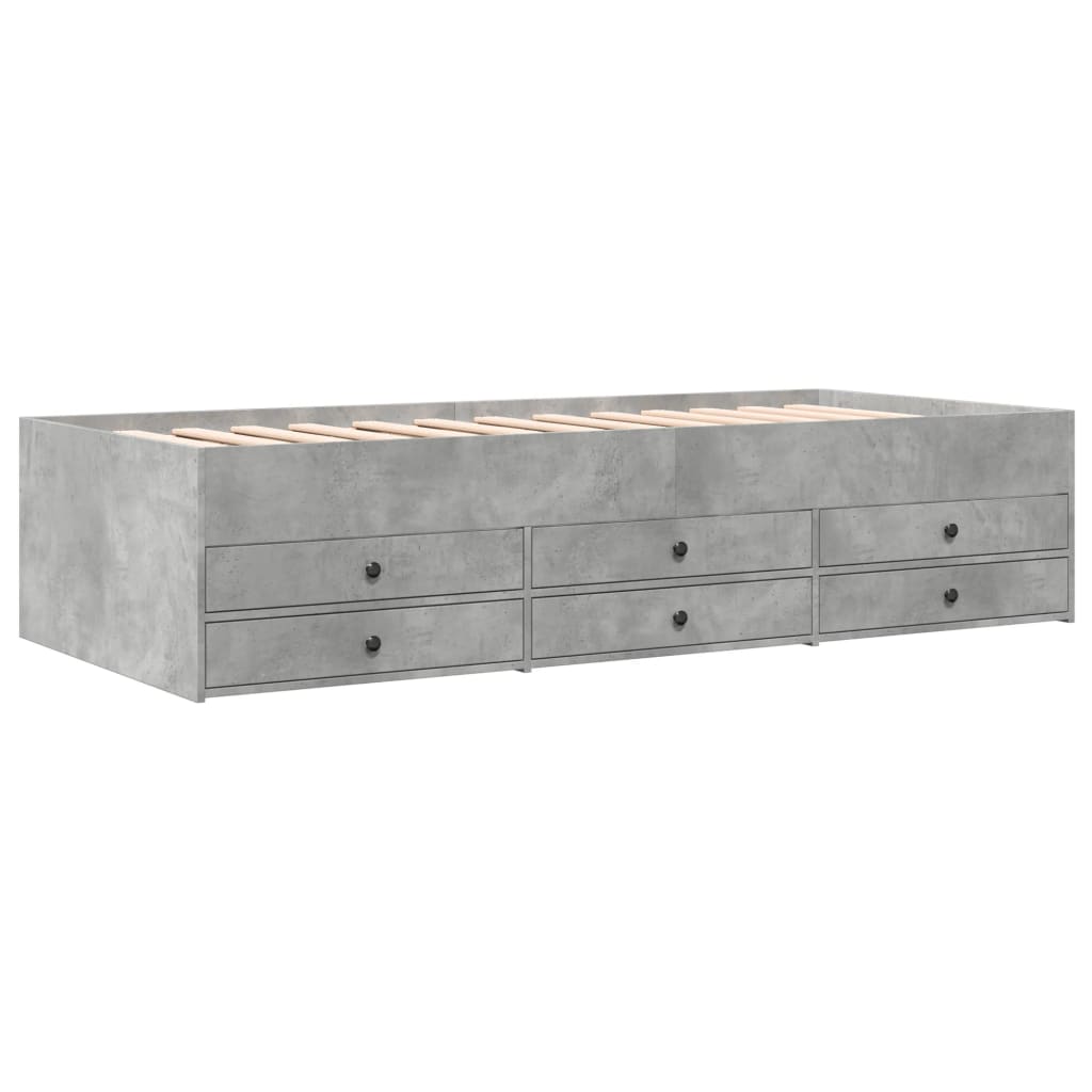 vidaXL Slaapbank met lades zonder matras 100x200 cm betongrijs afbeelding