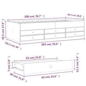 Válenda se zásuvkami bez matrace betonově šedá 100 x 200 cm - obrázek 10