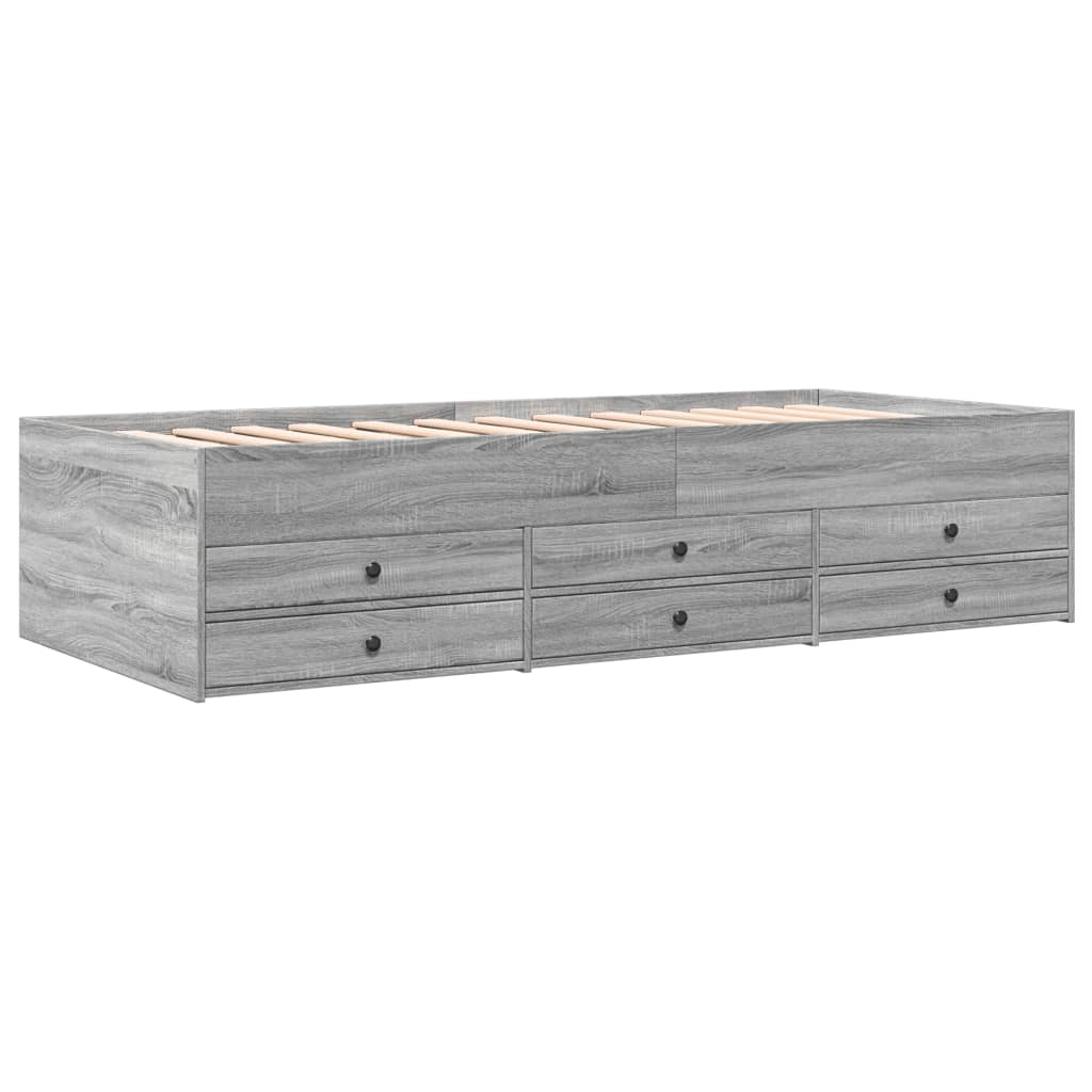 vidaXL szürke sonoma kanapéágy fiókkal matrac nélkül 100x200 cm