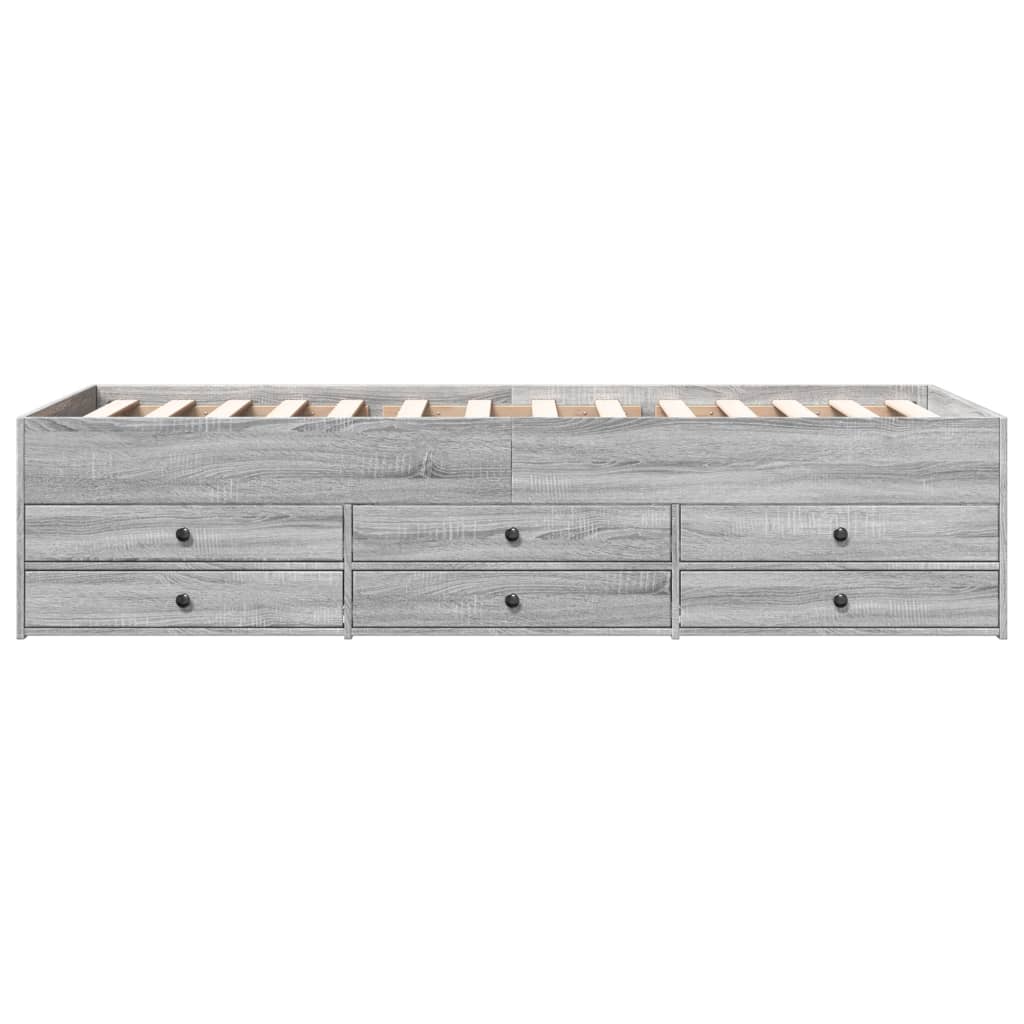 vidaXL Slaapbank met lades zonder matras 100x200 cm grijs sonoma eiken, foto 4
