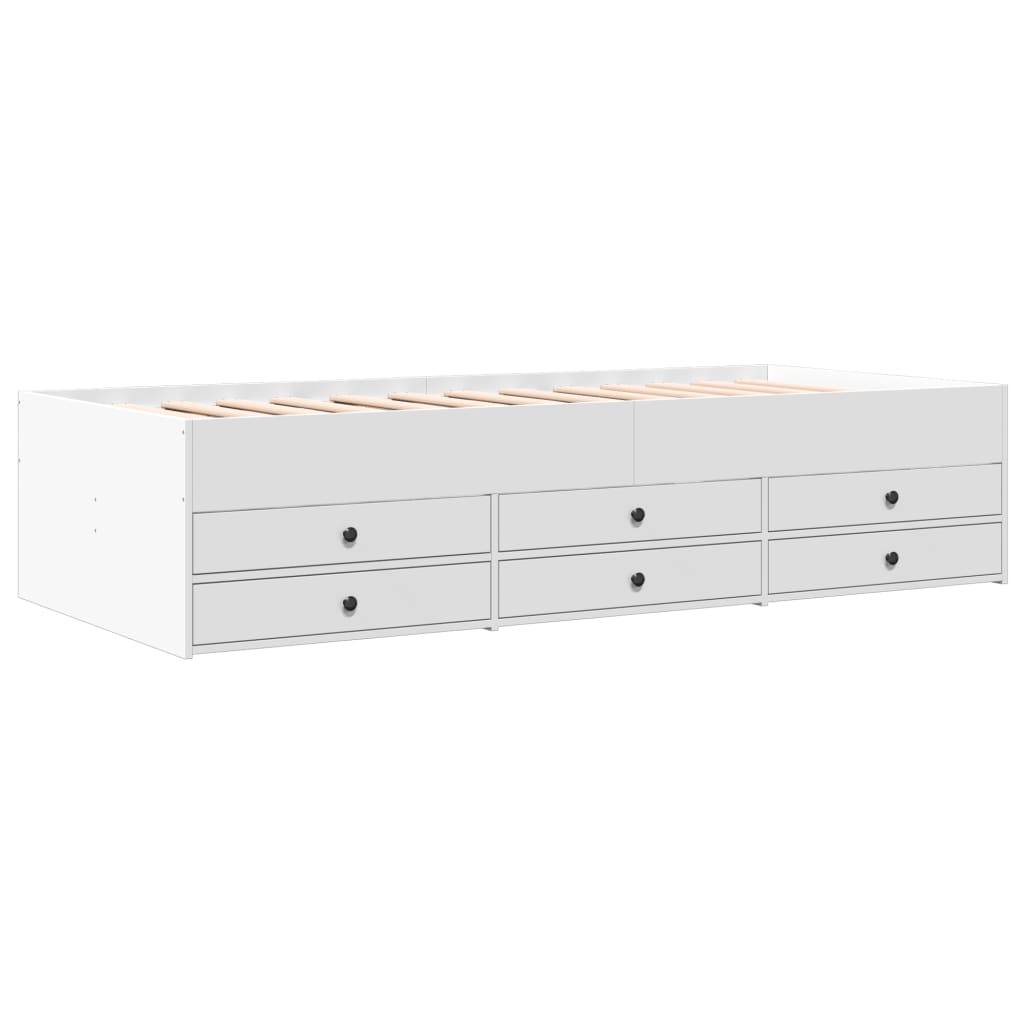 vidaXL Slaapbank met lades zonder matras 90x200 cm wit afbeelding