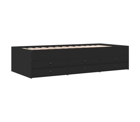 vidaXL Tagesbett mit Schubladen ohne Matratze Schwarz 90x200 cm