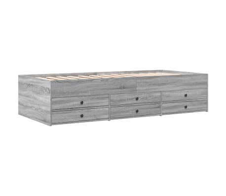 vidaXL Sof&aacute;-cama com gavetas sem colch&atilde;o 90x200 cm cinzento sonoma