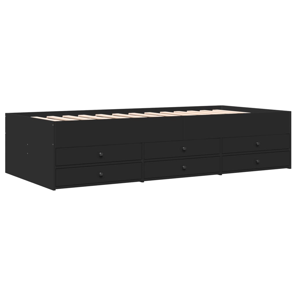 vidaXL Slaapbank met lades zonder matras 90x190 cm zwart afbeelding