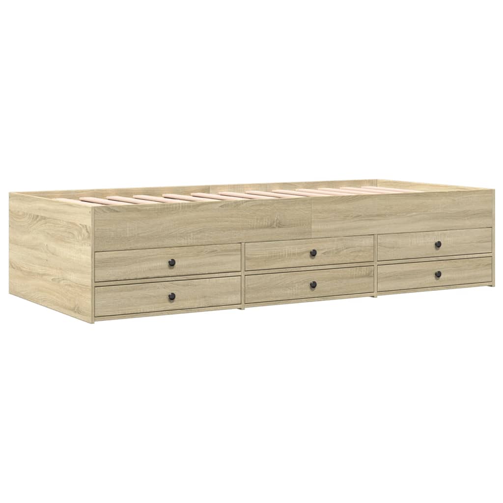 vidaXL Slaapbank met lades zonder matras 90x190 cm sonoma eikenkleurig afbeelding
