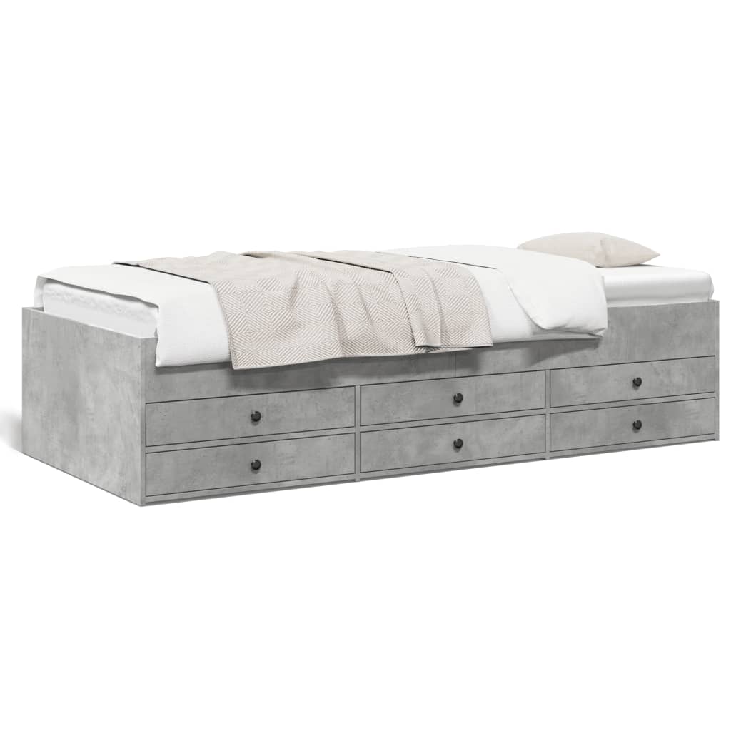 vidaXL Slaapbank met lades zonder matras 90x190 cm betongrijs grijs, foto 3