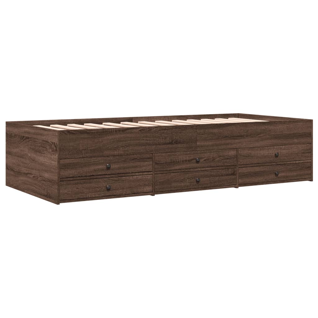 Daybed with Drawers without Mattress Grey Sonoma 75x190 cm Small Single vidaXL