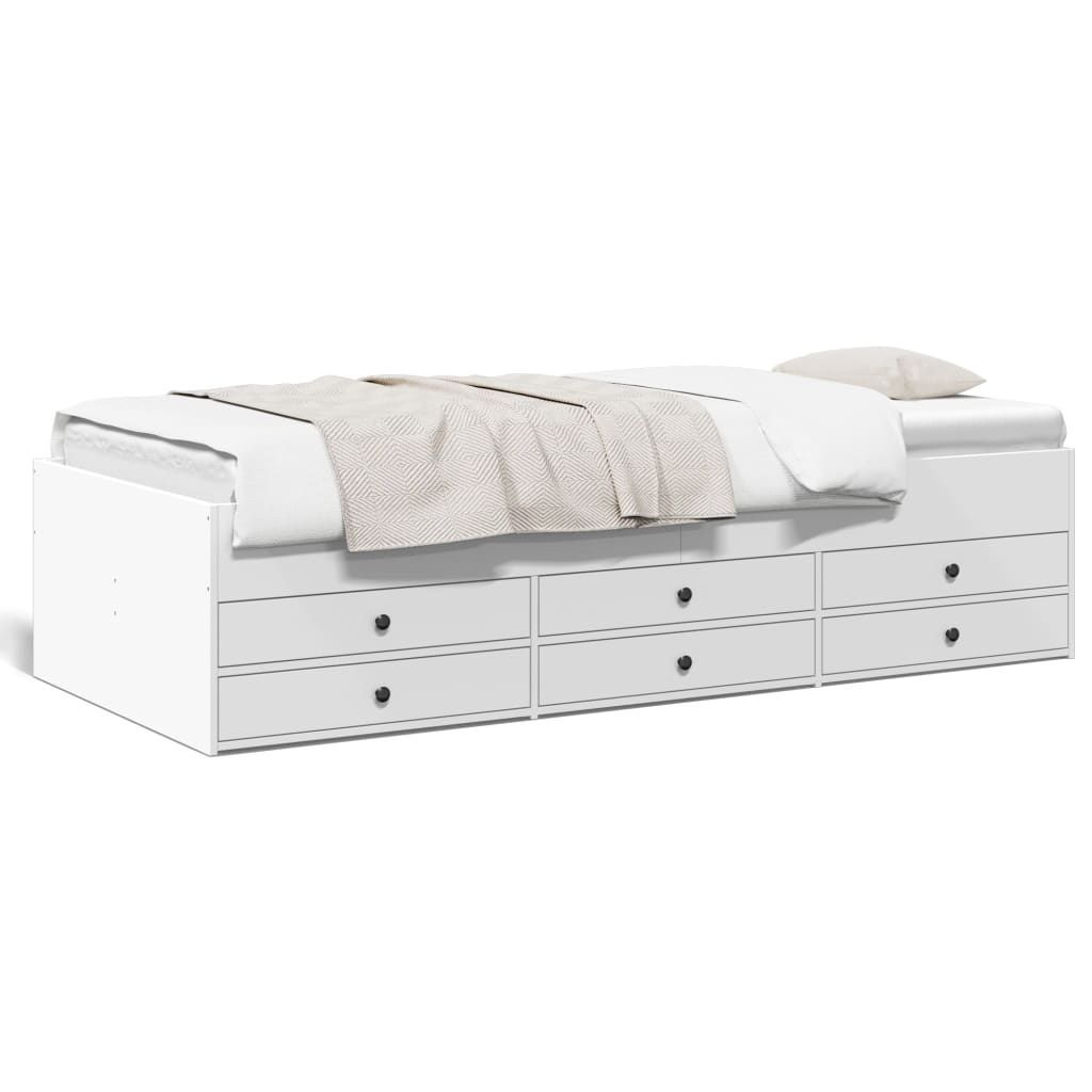 Tagesbett mit Schubladen Weiß 75×190 cm Holzwerkstoff