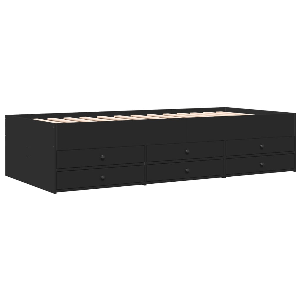 vidaXL Slaapbank met lades zonder matras 75x190 cm zwart, foto 2