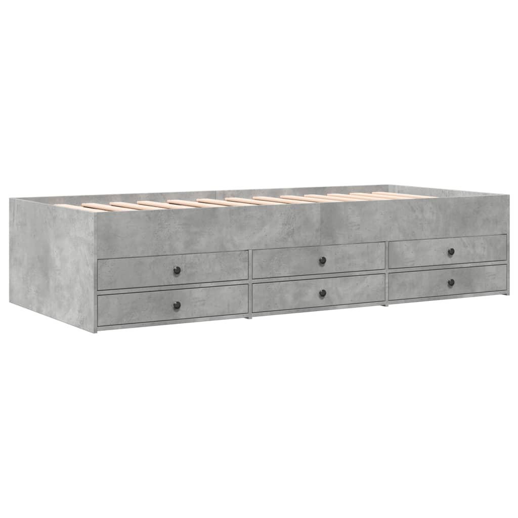 vidaXL Slaapbank met lades zonder matras 75x190 cm betongrijs afbeelding