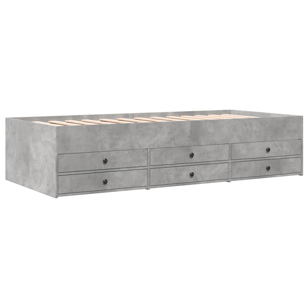 vidaXL Slaapbank met lades zonder matras 75x190 cm betongrijs grijs, foto 2