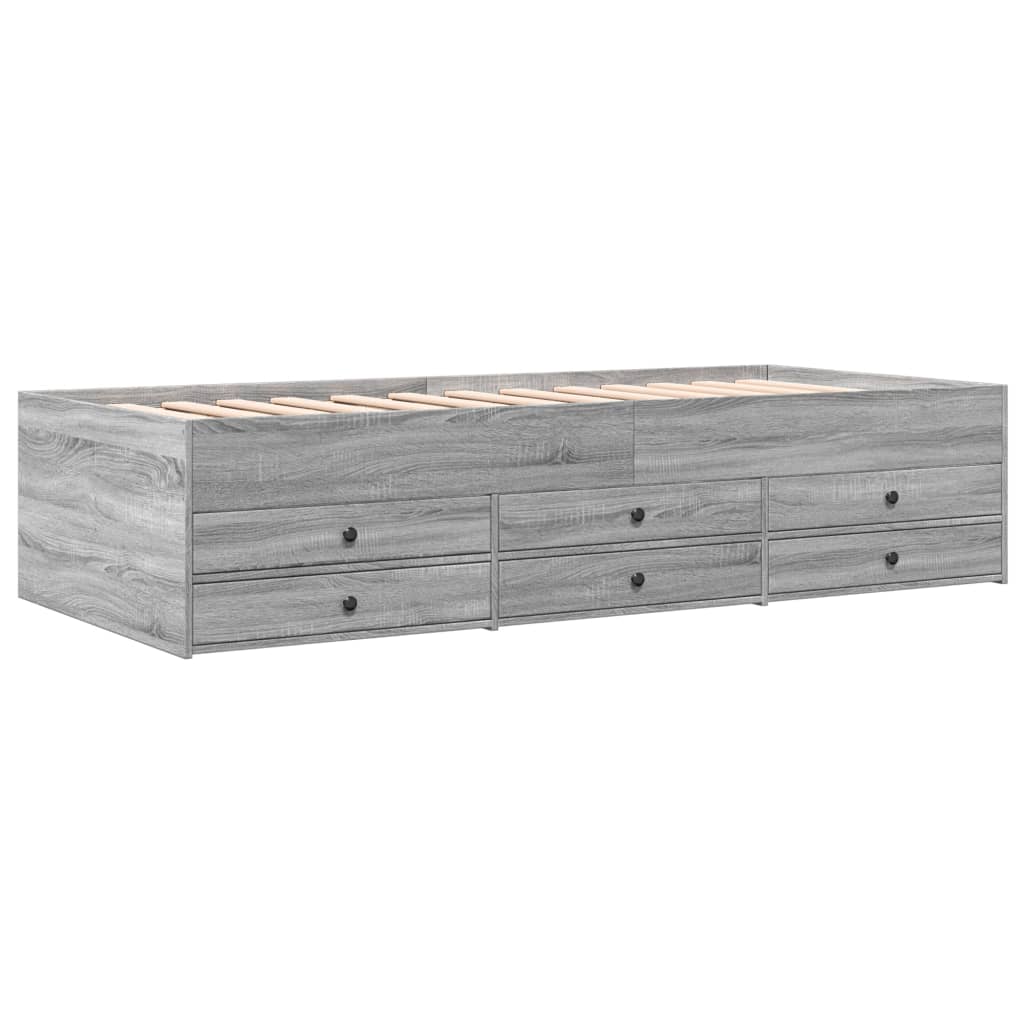 vidaXL Slaapbank met lades zonder matras 75x190 cm grijs sonoma eiken, foto 2