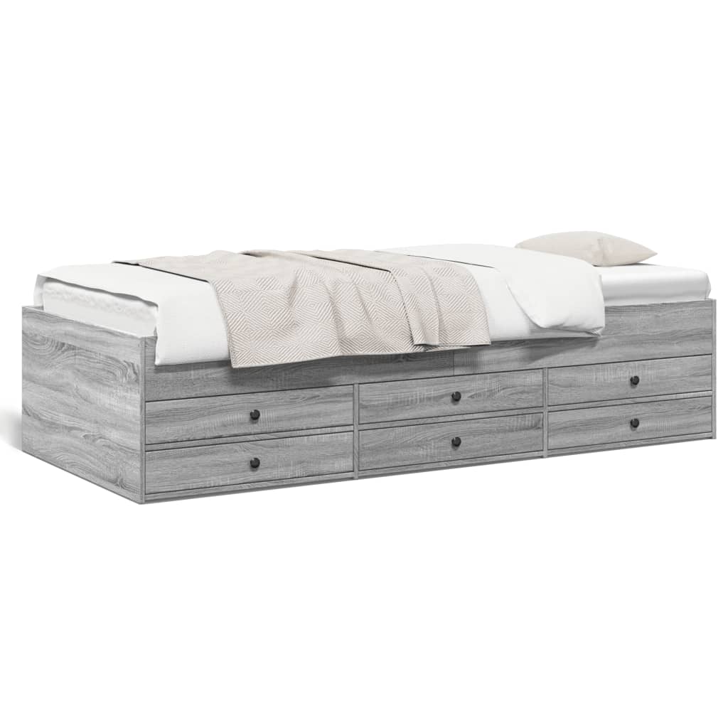 Tagesbett mit Schubladen Grau Sonoma 75×190 cm Holzwerkstoff