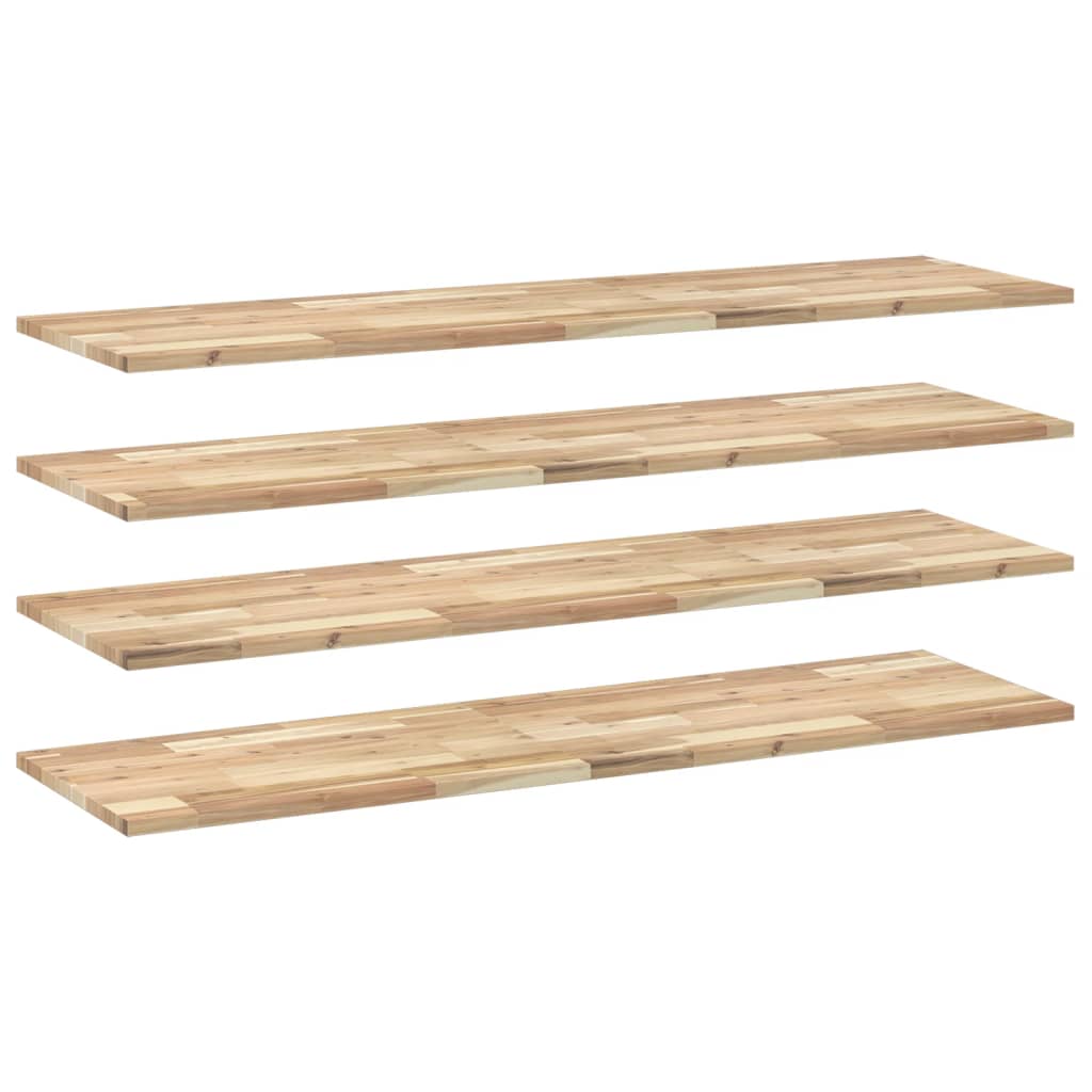 vidaXL Wandschappen 4 st zwevend 160x40x2 cm onbehandeld acaciahout bruin, foto 3