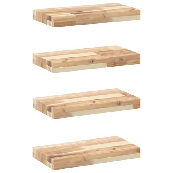 vidaXL ujuvad riiulid 4 tk 40 x 20 x 4 cm t&ouml;&ouml;tlemata t&auml;ispuidust akaatsia