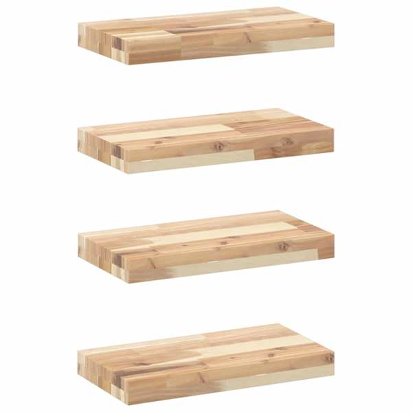 vidaXL ujuvad riiulid 4 tk 60 x 20 x 4 cm t&ouml;&ouml;tlemata t&auml;ispuidust akaatsia
