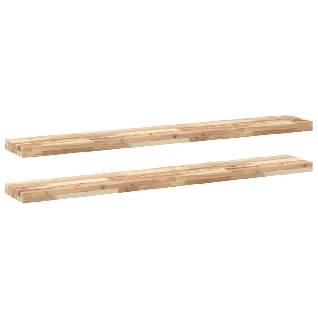vidaXL Wandschappen 2 st zwevend 160x20x4 cm onbehandeld acaciahout bruin, foto 3