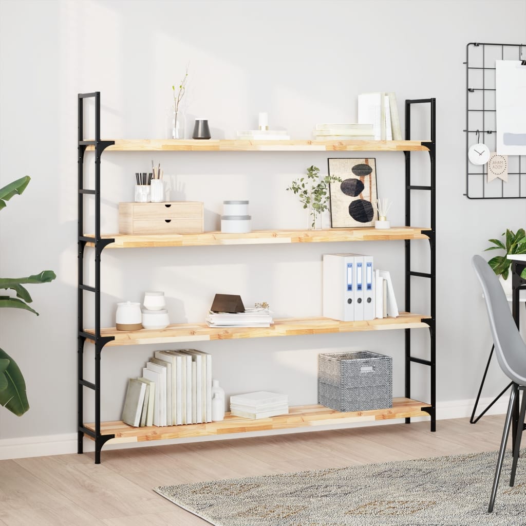 vidaXL Wandschappen 4 st zwevend 160x20x4 cm onbehandeld acaciahout Bruin
