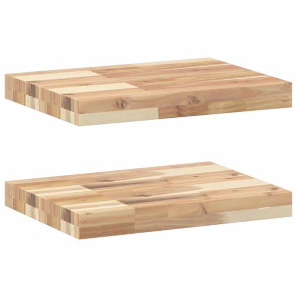 vidaXL ujuvad riiulid 2 tk 60 x 30 x 4 cm t&ouml;&ouml;tlemata t&auml;ispuidust akaatsia