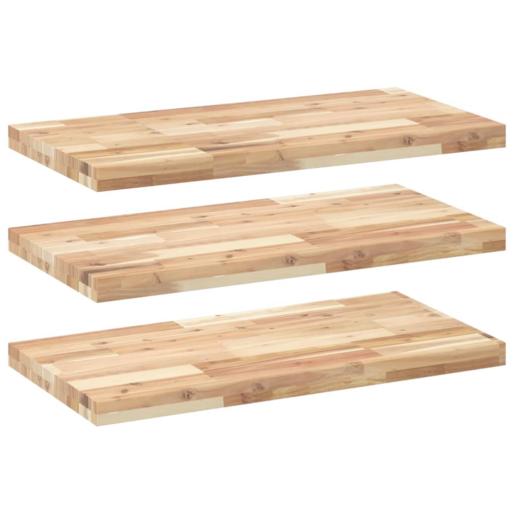 vidaXL Wandschappen 3 st zwevend 60x40x4 cm onbehandeld acaciahout bruin, foto 3