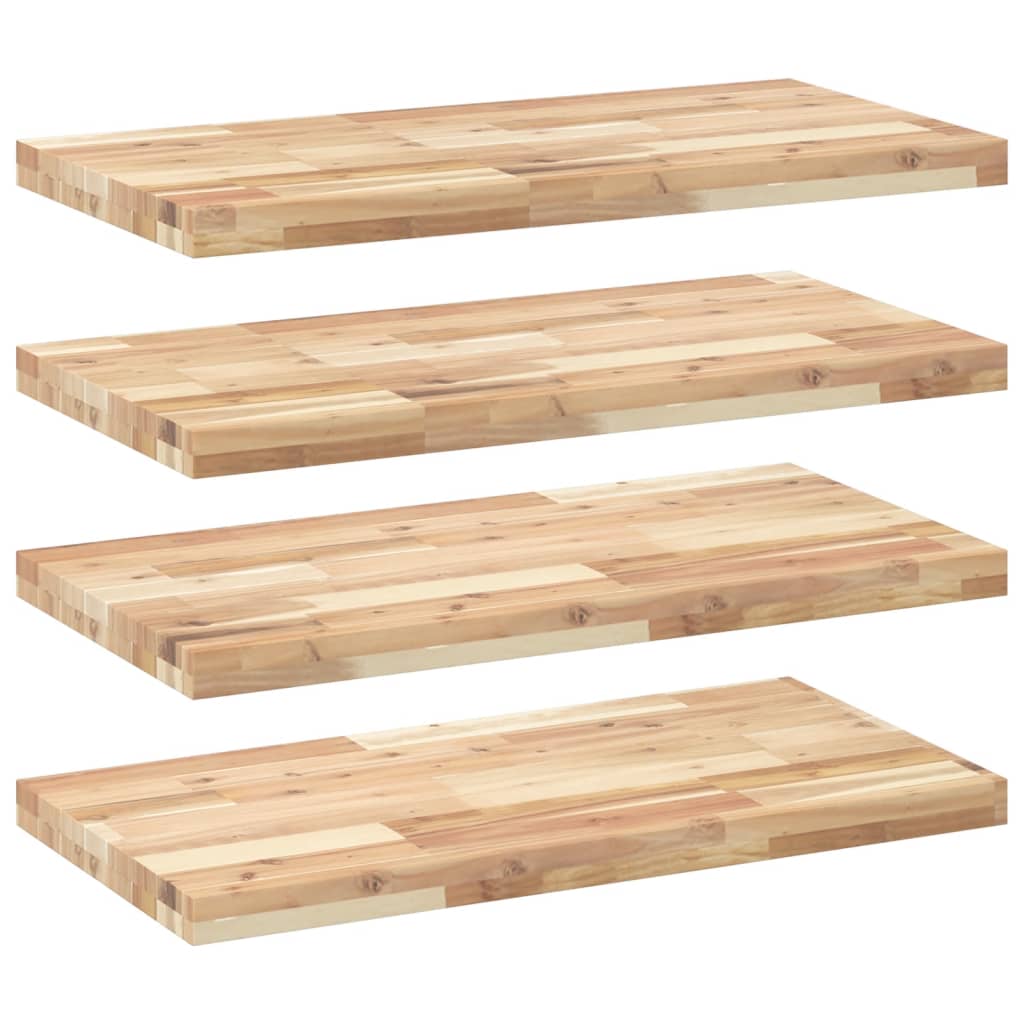 vidaXL Wandschappen 4 st zwevend 80x40x4 cm onbehandeld acaciahout bruin, foto 3
