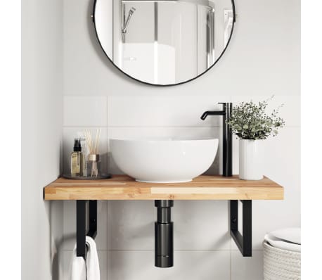 vidaXL Bor&eth;plata &aacute; Ba&eth;herbergi 80x50x4 cm Gegnheill Akas&iacute;uvi&eth;ur