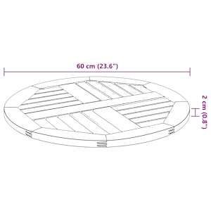 Stolní deska Ø 60 x 2 cm kulatá masivní akáciové dřevo - obrázek 8