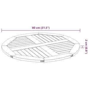 Stolní deska Ø 80 x 2,2 cm kulatá masivní akáciové dřevo - obrázek 8
