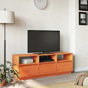 TV skříňka voskově hnědá 140 x 37 x 50 cm masivní borové dřevo - obrázek 3