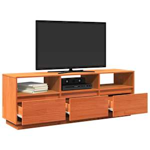 TV skříňka voskově hnědá 140 x 37 x 50 cm masivní borové dřevo - obrázek 5