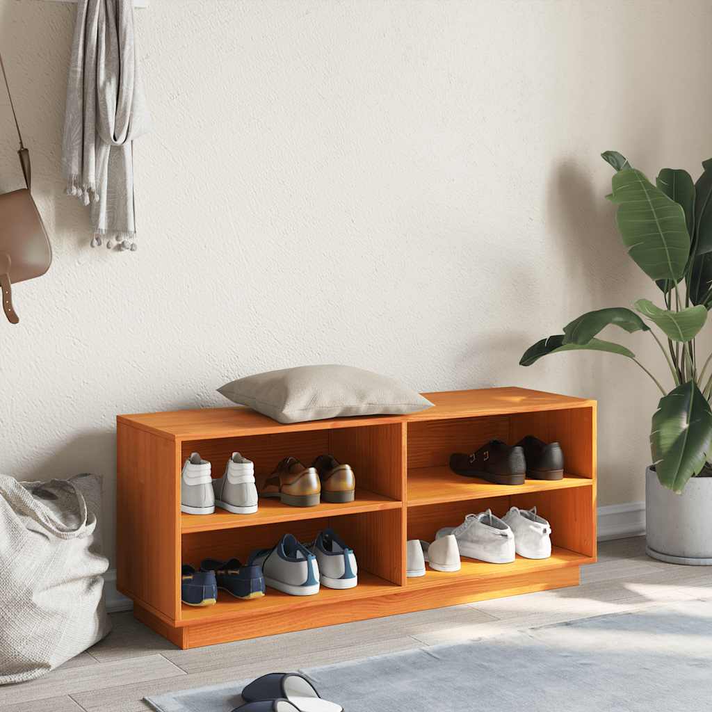 Thumbnail - vidaXL Schuhschrank Wachsbraun 110x34x45 cm Massivholz Kiefer
