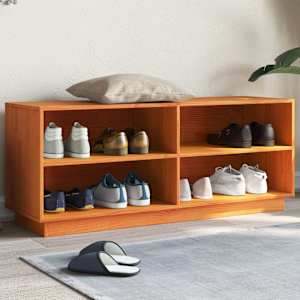 Omarica za čevlje voščeno rjava 110x34x45 cm trdna borovina