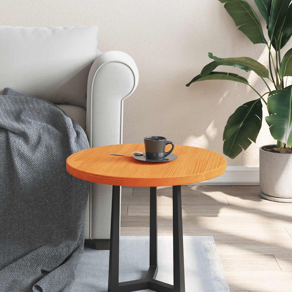 vidaXL Tischplatte Rund Wachsbraun Ø50x2,5 cm Massivholz Kiefer