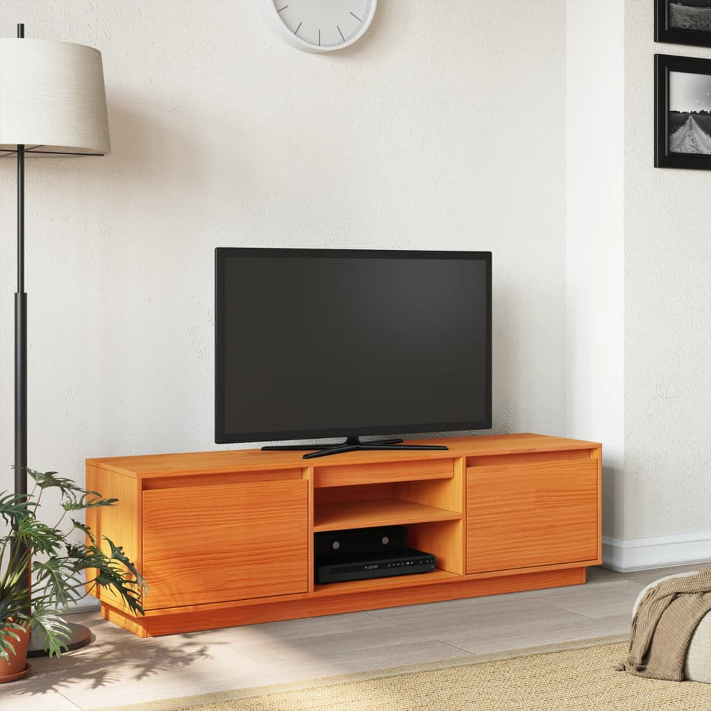 vidaXL Tv-meubel 140x35x40 cm massief grenenhout wasbruin afbeelding