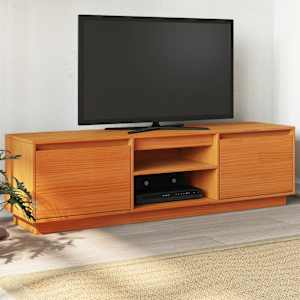 TV skříňka voskově hnědá 140 x 35 x 40 cm masivní borové dřevo - obrázek 1
